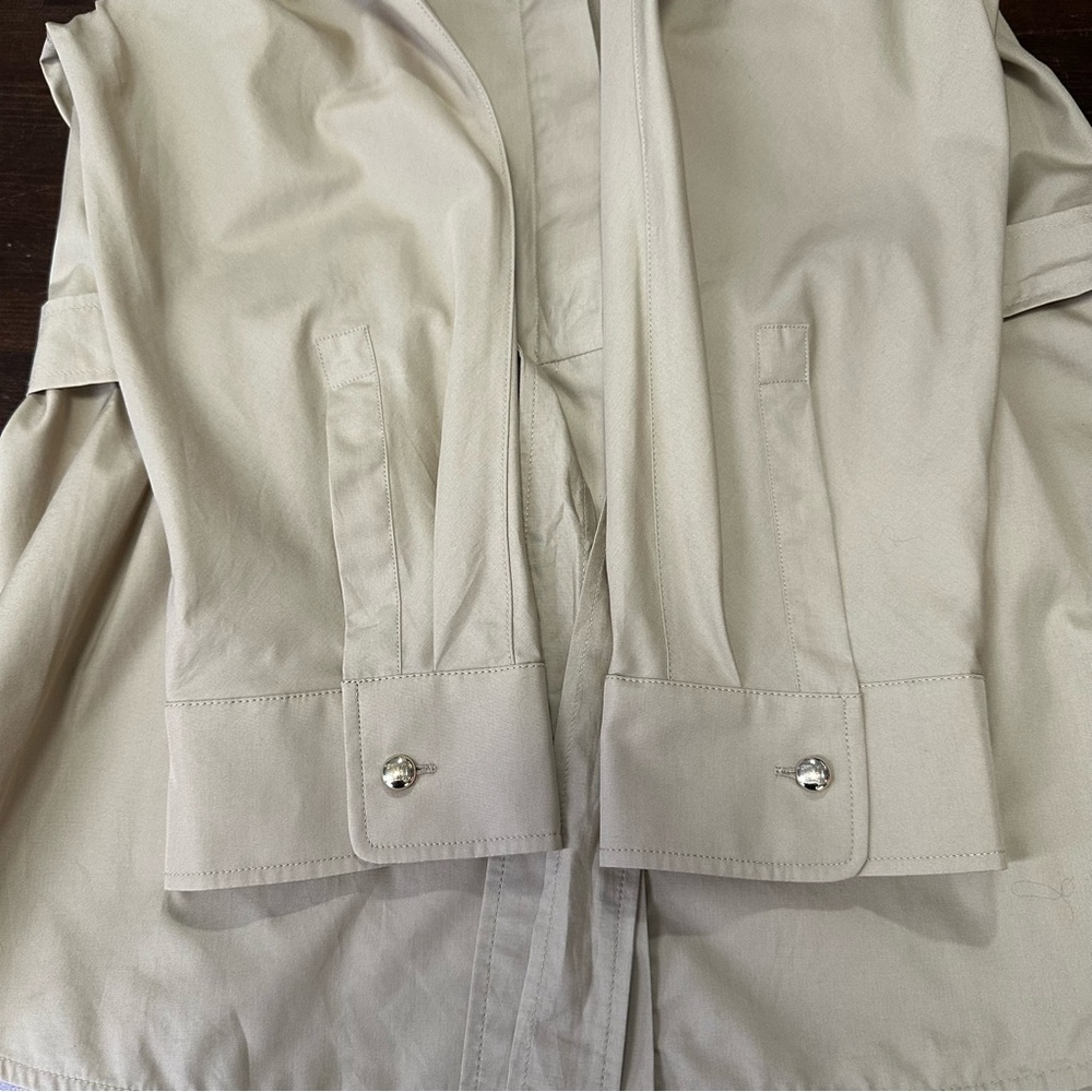 Max Mara Women’s Cuneo Beige 3/4 Sleeve Cotton Peplum Waist Belted Top Size 10 - Picture 15 of 16